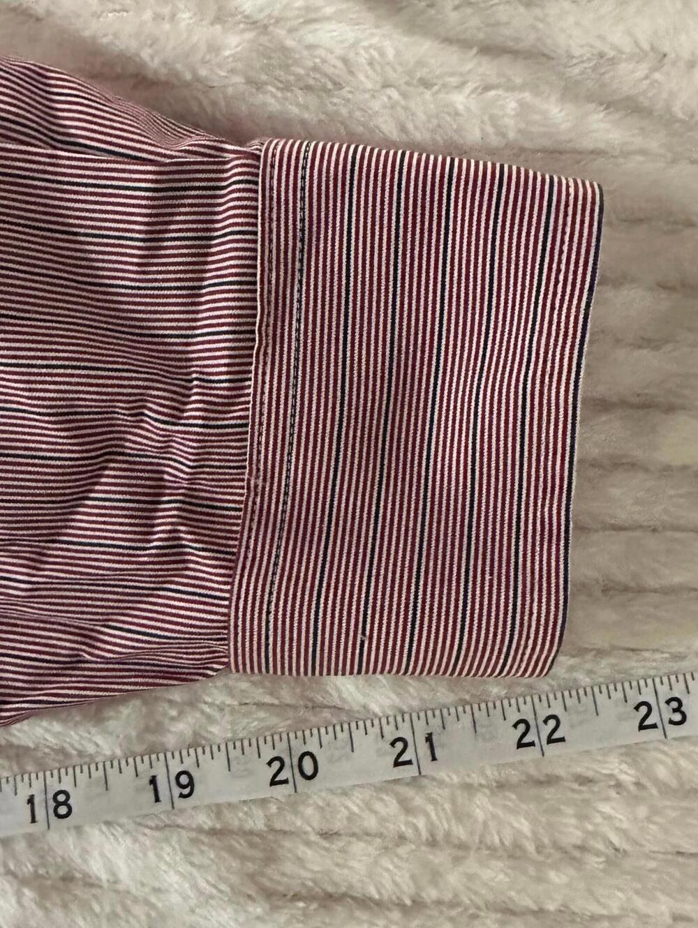 Roundtree & Yorke Men's  Button-Down Long Sleeve Burgundy Stripe Shirt - 3XT - Picture 5 of 7